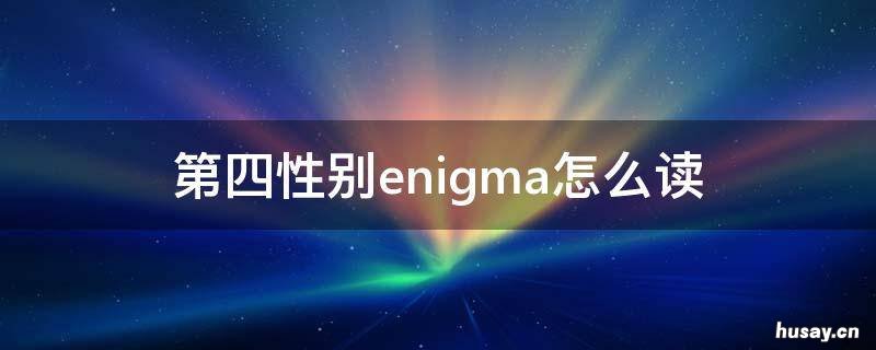 第四性别enigma怎么读 Enigma是什么性别
