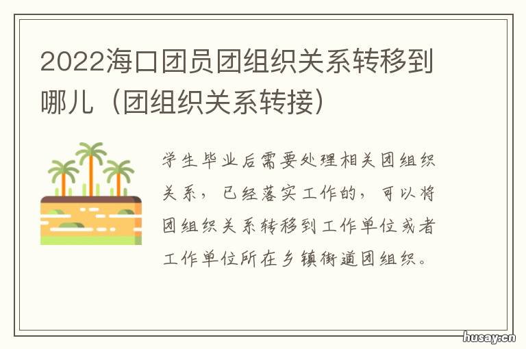 2022海口团员团组织关系转移到哪儿 海口市团支部