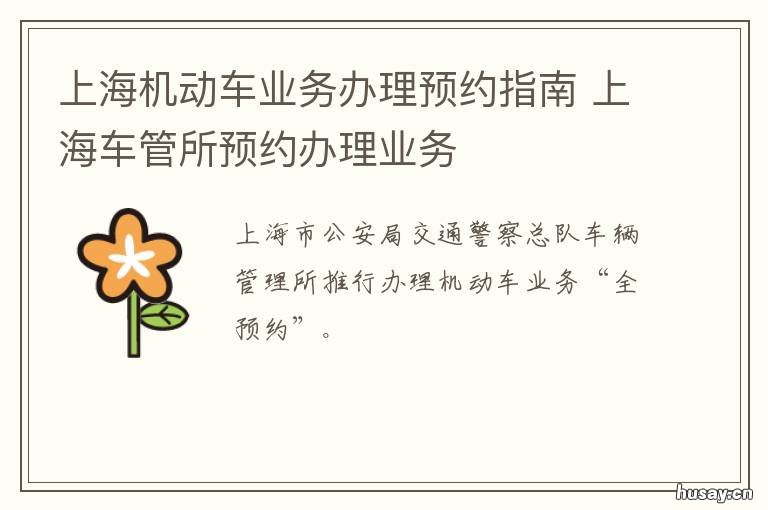 上海机动车业务办理预约指南 上海大型车预约注册登记