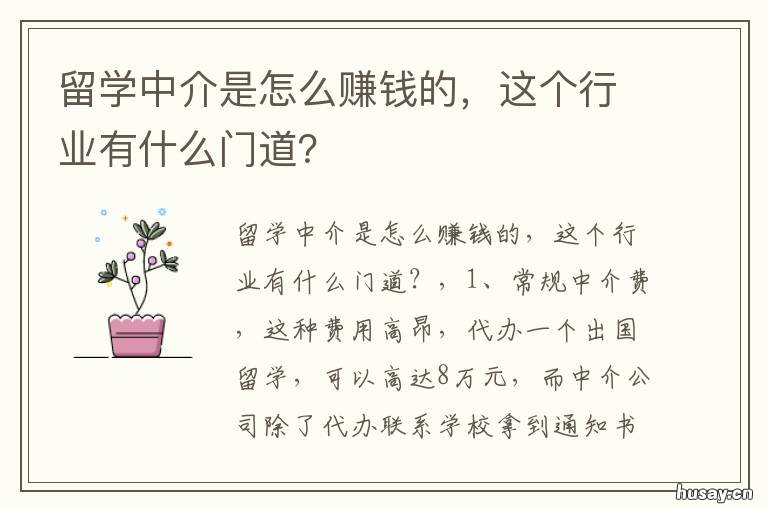 留学中介是怎么赚钱的，这个行业有什么门道？ 留学中介是怎么赚钱的,这个行业