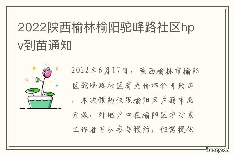 2022陕西榆林榆阳驼峰路社区hpv到苗通知 榆林驼峰山图片