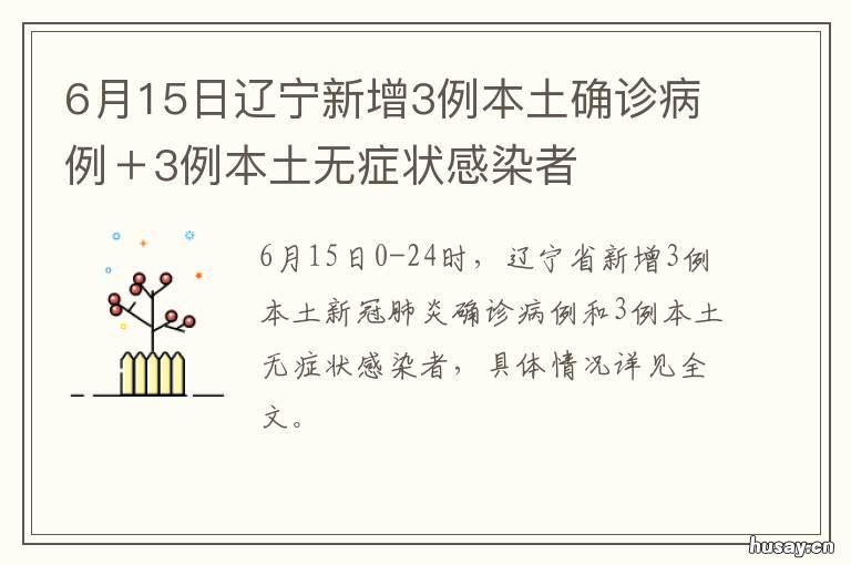 6月15日辽宁新增3例本土确诊病例＋3例本土无症状感染者 6月15日辽宁新增3例本土确诊