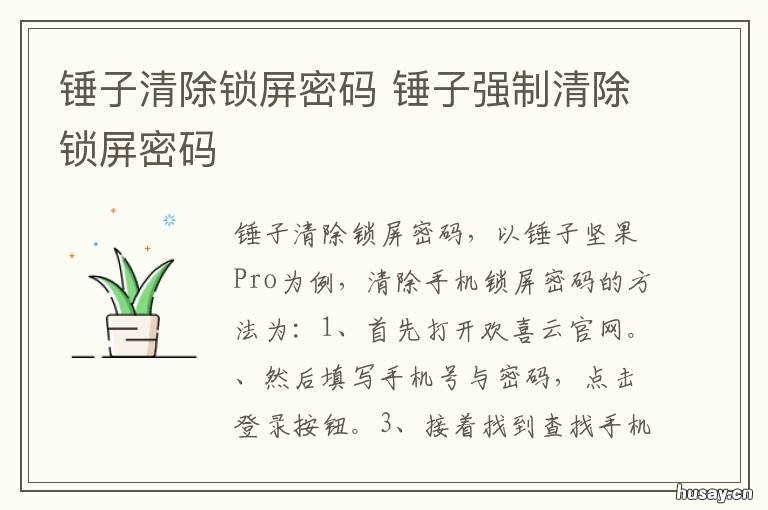 锤子清除锁屏密码 锤子锁屏密码忘了