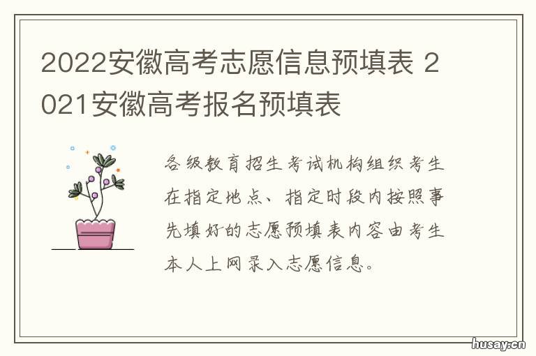 2022安徽高考志愿信息预填表 2021安徽省高考志愿