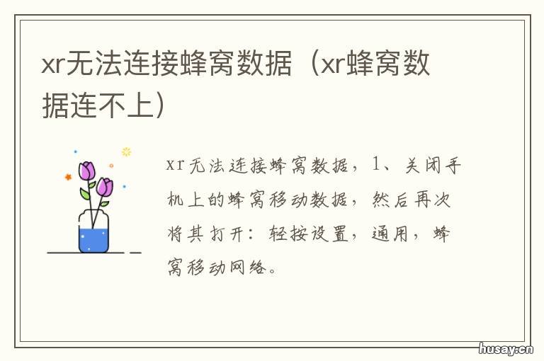 xr无法连接蜂窝数据 xr蜂窝数据打开了但是没有网是什么情况