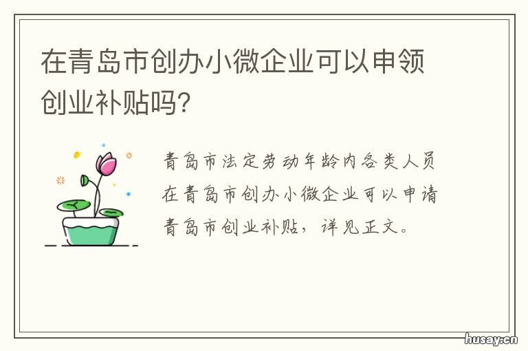 在青岛市创办小微企业可以申领创业补贴吗？ 青岛小微企业有哪些