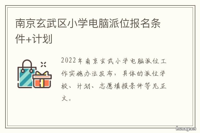 南京玄武区小学电脑派位报名条件+计划 玄武区小学电脑派位