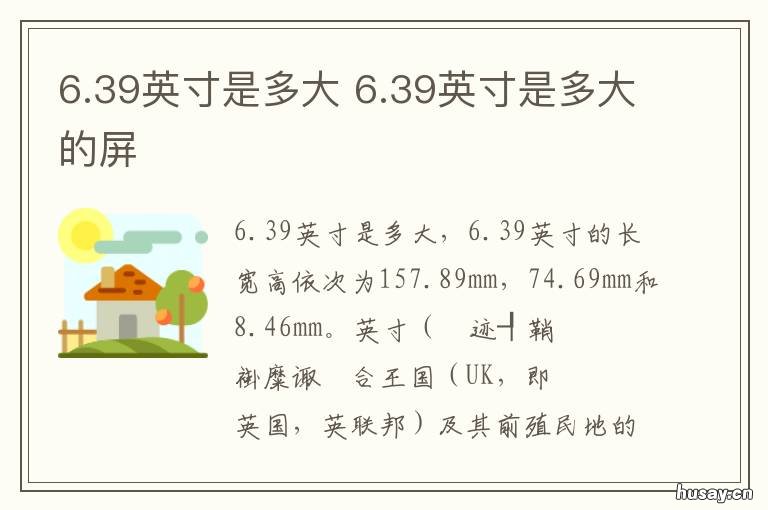 6.39英寸是多大 6.59英寸是多长