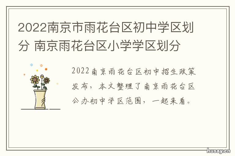 2022南京市雨花台区初中学区划分 南京雨花台区2021小型规划图