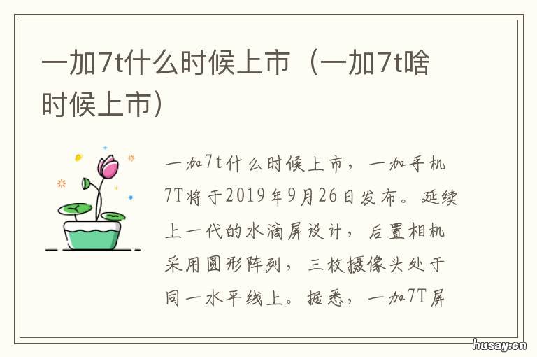 一加7t什么时候上市