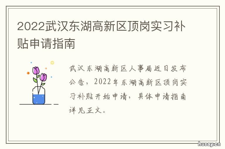 2022武汉东湖高新区顶岗实习补贴申请指南 武汉东湖高新区发展